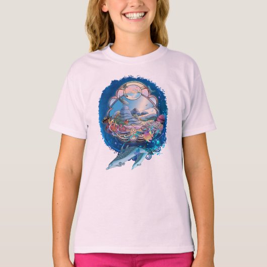 DOLFIJNEN PARADIJS OP HET STRAND T-SHIRT (Voorkant)
