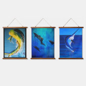 Dolfijnen, reddingsdolfijnen, marlijn hangend wandkleed (Driedubbel)