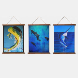 Dolfijnen, reddingsdolfijnen, marlijn hangend wandkleed