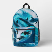 Dolfijnen rijden op de golven bedrukte rugzak (Voorkant)