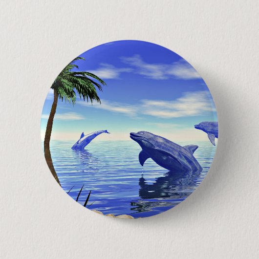 Dolfijnen Ronde Button 5,7 Cm (Voorkant)