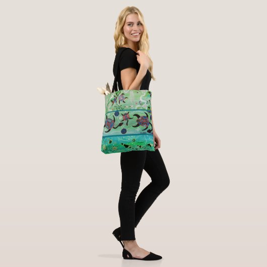 Dolfijnen & Schildpadden Aboriginal Canvas tas (Op model)