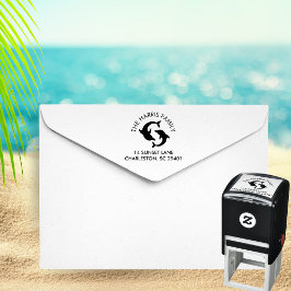 Dolfijnen Silhouette Familienaam Retouradres Zelfinktende Stempel
