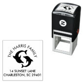 Dolfijnen Silhouette Familienaam Retouradres Zelfinktende Stempel (In situ)