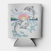 Dolfijnen Spelen bij Sunset Ocean Beach Blikjeskoeler (Voorkant)