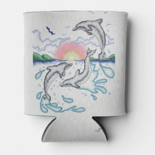 Dolfijnen Spelen bij Sunset Ocean Beach Blikjeskoeler (Voorkant)