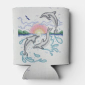 Dolfijnen Spelen bij Sunset Ocean Beach Blikjeskoeler (Achterkant)