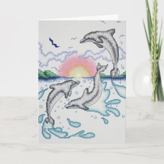Dolfijnen spelen bij zonsopgang Ocean Beach Notiti Kaart (Voorkant)
