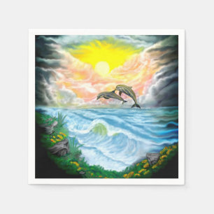 Dolfijnen spelen in het zonlicht servet