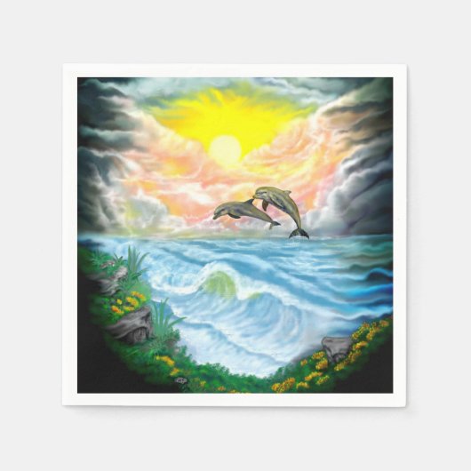 Dolfijnen spelen in het zonlicht servet (Voorkant)