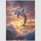 Dolfijnen springen bij zonsondergang Decoupage Tissuepapier (Voorkant)
