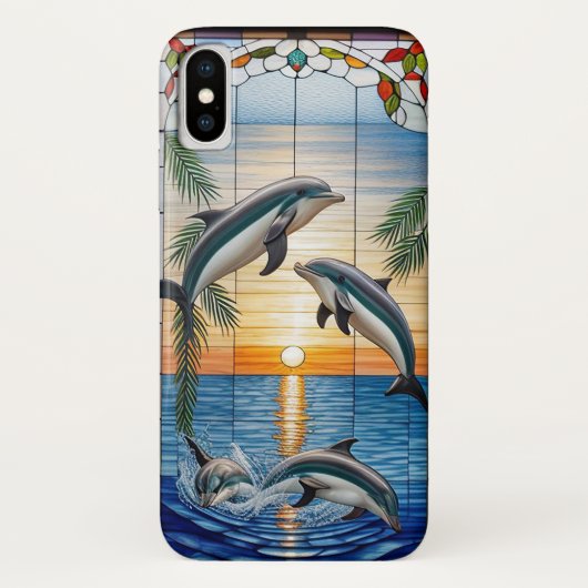 Dolfijnen springen bij zonsondergang op de oceaan Case-Mate iPhone case (Achterkant)