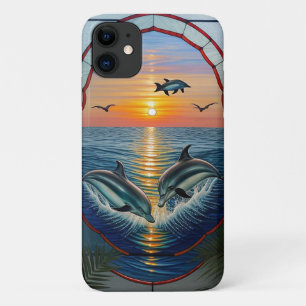Dolfijnen springen bij zonsondergang op de oceaan Case-Mate iPhone case