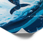 Dolfijnen springen door oceaangolven Dynamische Ma Poster (Hoek)