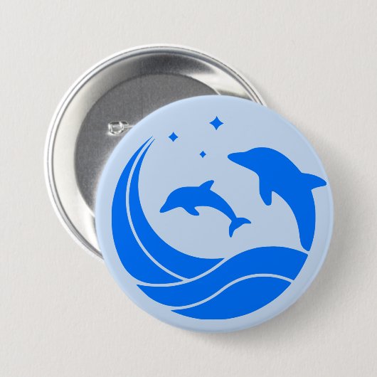 Dolfijnen springen golven ronde button 7,6 cm (Voorkant /achterkant)