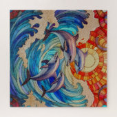 Dolfijnen springen in golven puzzel (Horizontaal)