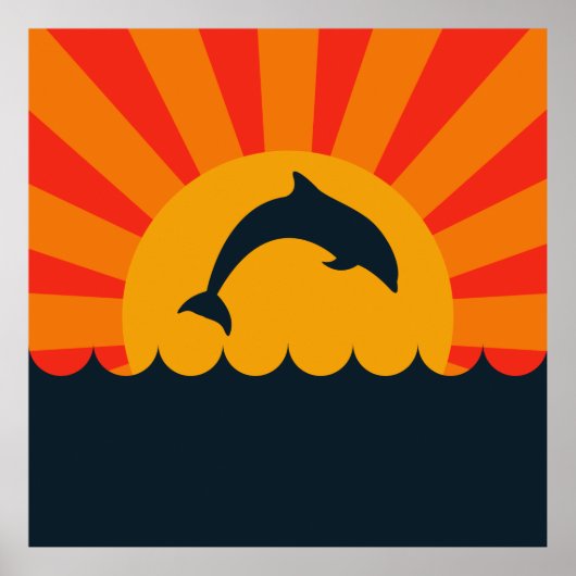 Dolfijnen springen uit de waterillustratie poster (Voorkant)