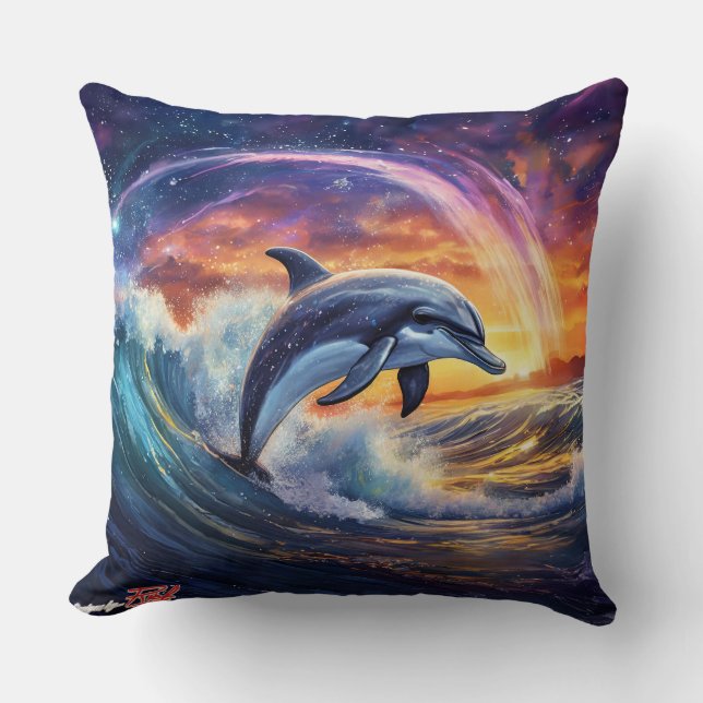 Dolfijnen Surfs Galaxy Sierkussen (Voorkant)