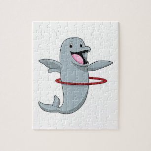 Dolfijnen tijdens een endurenopleiding met fitness legpuzzel