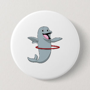 Dolfijnen tijdens een endurenopleiding met fitness ronde button 7,6 cm