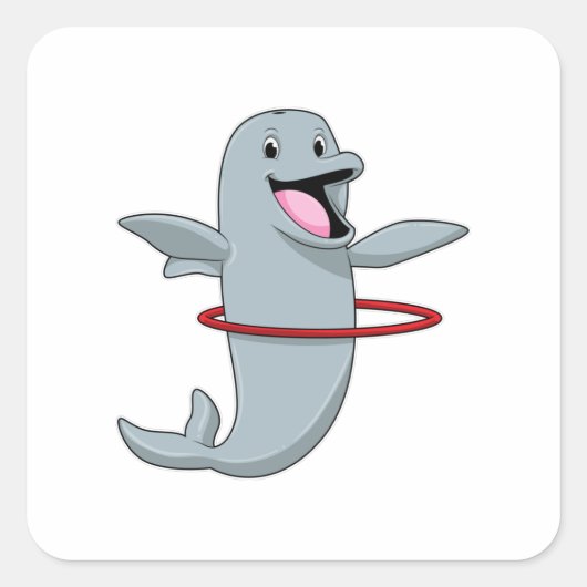 Dolfijnen tijdens een endurenopleiding met fitness vierkante sticker (Voorkant)