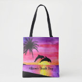 Dolfijnen Tropical Paradise gepersonaliseerd stran Tote Bag (Voorkant)