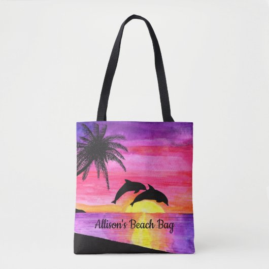 Dolfijnen Tropical Paradise gepersonaliseerd stran Tote Bag (Voorkant)