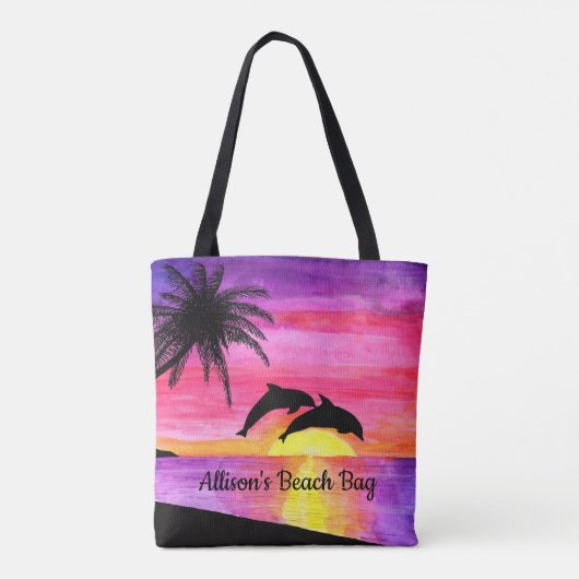 Dolfijnen Tropical Paradise gepersonaliseerd stran Tote Bag (Achterkant)