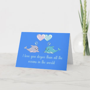 Dolfijnen Valentijnskaart Vouwbare Wenskaart Kaart