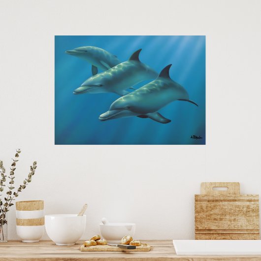 Dolfijnen van Andrew Patsalou Poster (Keuken)