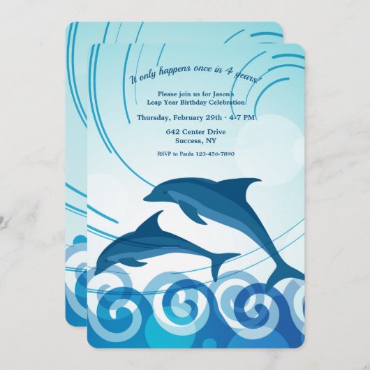 Dolfijnen van een schrikkeljaar kaart (Voorkant / Achterkant)