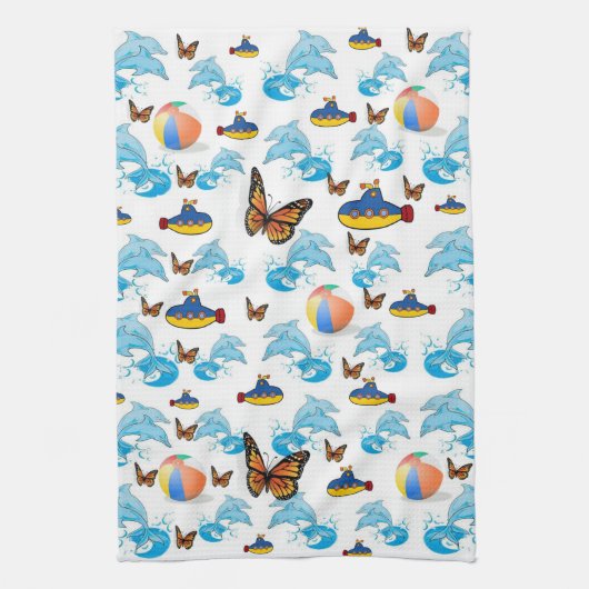 Dolfijnen Vlinder Keuken Handdoek (Verticaal)