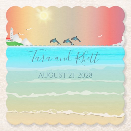 Dolfijnen voor doorgeslagen, speciaal ontworpen dr kartonnen onderzetters (Voorkant)