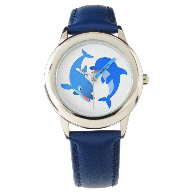 Dolfijnen voor het afspelen van Cartoons spelen Horloge (Voorkant)