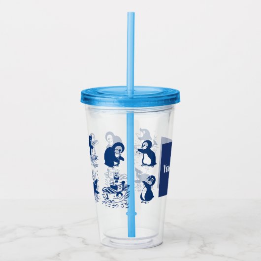 Dolfijnen, walvissen en pinguïns acryl drinkbeker (Voorkant)