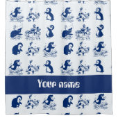 Dolfijnen, walvissen en pinguïns douchegordijn (Voorkant)