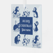 Dolfijnen, walvissen en pinguïns glas ornament (Voorkant links)