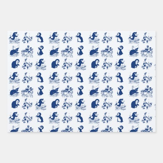 Dolfijnen, walvissen en pinguïns inpakpapier vel (Voorkant 3)
