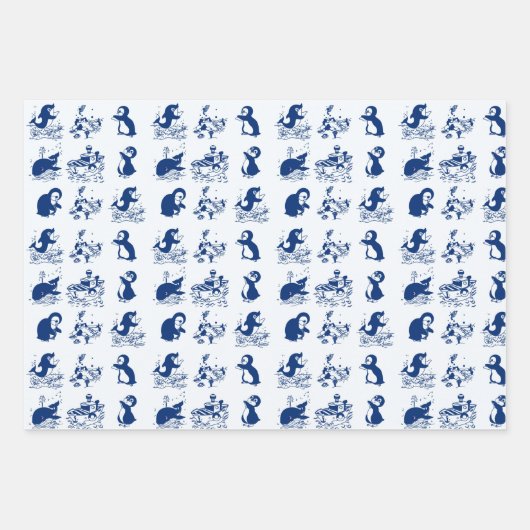 Dolfijnen, walvissen en pinguïns inpakpapier vel (Voorkant 2)