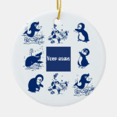 Dolfijnen, walvissen en pinguïns keramisch ornament (Voorkant)