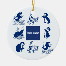 Dolfijnen, walvissen en pinguïns keramisch ornament