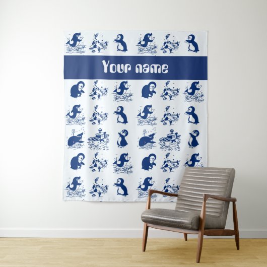 Dolfijnen, walvissen en pinguïns wandkleed (In situ)