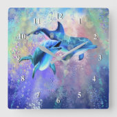 Dolfijnen Wandklok Gelukkig Paar (Voorkant)