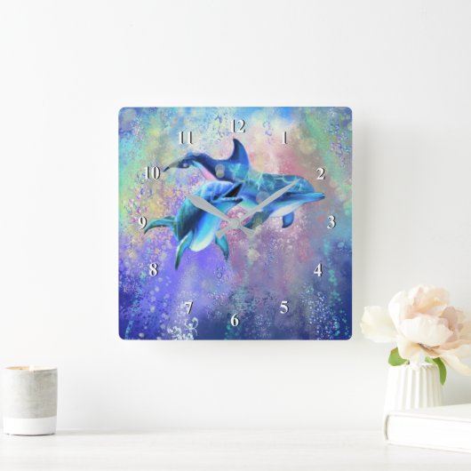 Dolfijnen Wandklok Gelukkig Paar (Huis)