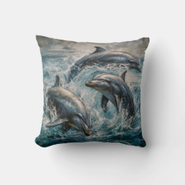 Dolfijnen Waterverf schilderij Kussen