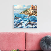 Dolfijnen Zeegezicht Canvas Afdruk (Insitu (Woonkamer))