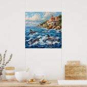 Dolfijnen zeegezicht poster (Keuken)