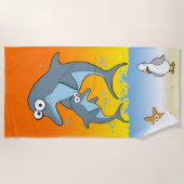 Dolfijnen Zeesterren en meeuw Oceaan Strandlaken (Voorkant)