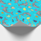 Dolfijnen Zomer Kids Verjaardag Wrapping Paper Cadeaupapier (Hoek)