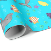 Dolfijnen Zomer Kids Verjaardag Wrapping Paper Cadeaupapier (Rol Hoek)